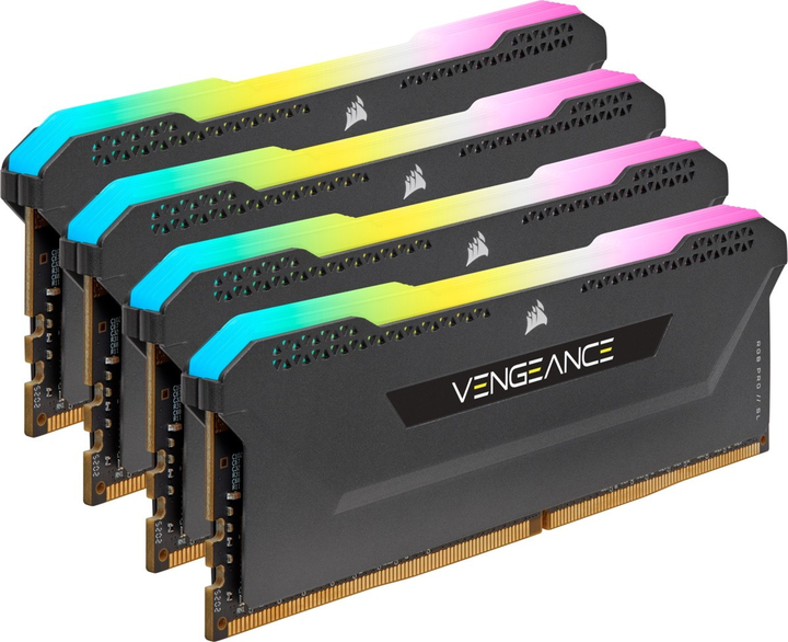 Оперативна пам'ять Corsair DDR4-3200 32768MB PC4-25600 (Kit of 4x8192) Vengeance RGB Pro SL Black (CMH32GX4M4E3200C16) - зображення 2