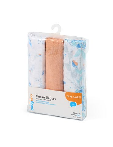 Пелюшки муслинові бавовняні (70х70 см) 3 шт. (Цегляний) "BabyOno" 348/09 5901435414521 - зображення 5