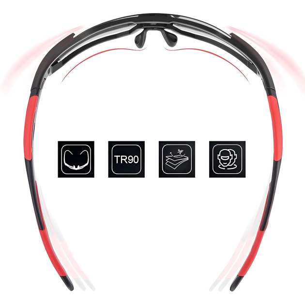 Okulary rowerowe Rockbros 10181 Black-Red (7016802868994) - obraz 4
