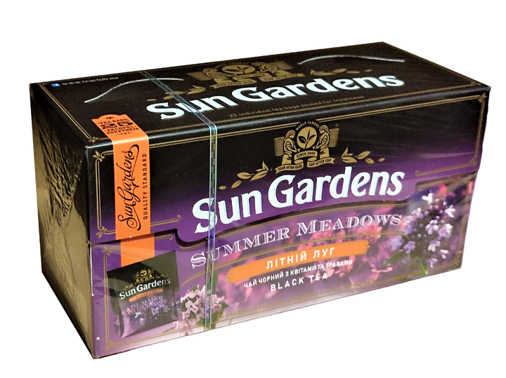 Чай черный Sun Gardens Summer Meadows с чебрецом, мятой и лепестками цветов 25 пакетиков - Фото 2 Чай черный Sun Gardens Summer Meadows с чебрецом, мятой и лепестками цветов 25 пакетиков - изображение 2