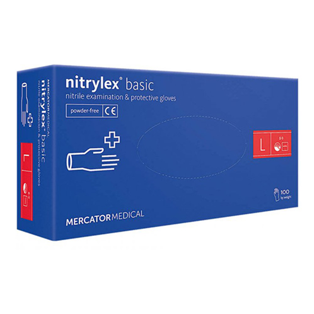 Рукавиці Nitrylex Basic нітрилові L 100 шт. Темно-сині/фіолетові (124498) - зображення 1