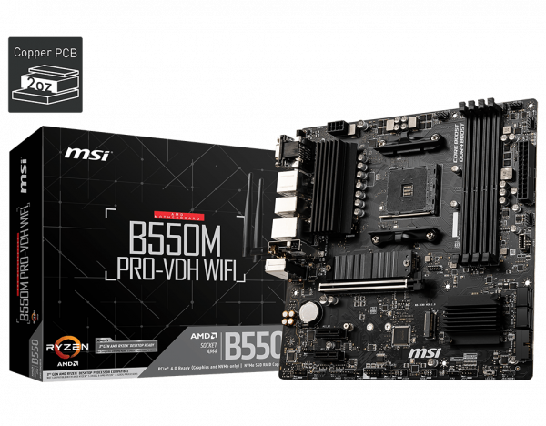 Материнcкая плата msi b550m pro-vdh wifi (amd b550, Socket am4, ddr4) - изображение 2