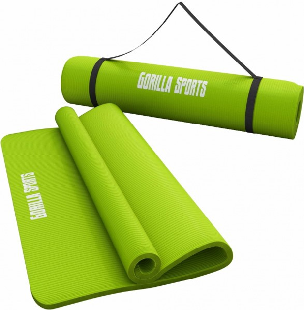 Mata do ćwiczeń, jogi, pilatesu Gorilla Sports Deluxe 190 x 60 x 1.5 cm limonka (4260200847201) - obraz 1