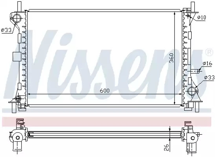 Радиатор охлаждения двигателя FORD FOCUS, NISSENS (62052) - изображение 1