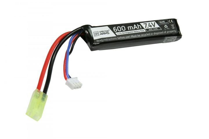 Акумулятор Specna Arms LiPo 7.4V 600mAh 20/40C Battery for PDW Tamiya Mini - зображення 1