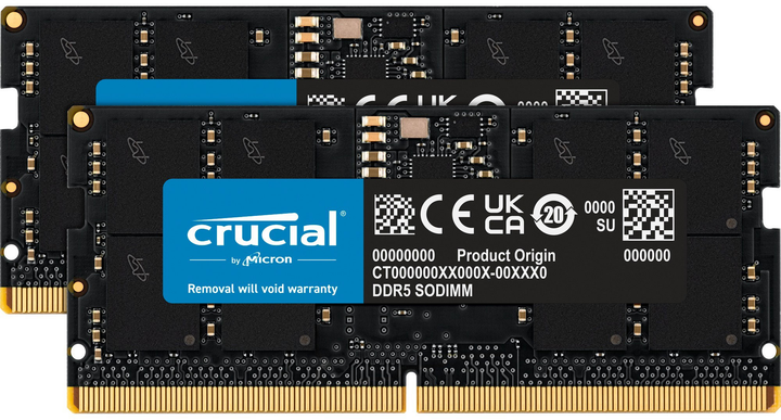 Оперативна пам'ять Crucial SO-DIMM DDR5-4800 16384MB PC5-38400 (Kit of 2x8192) Black (649528906540) - зображення 1