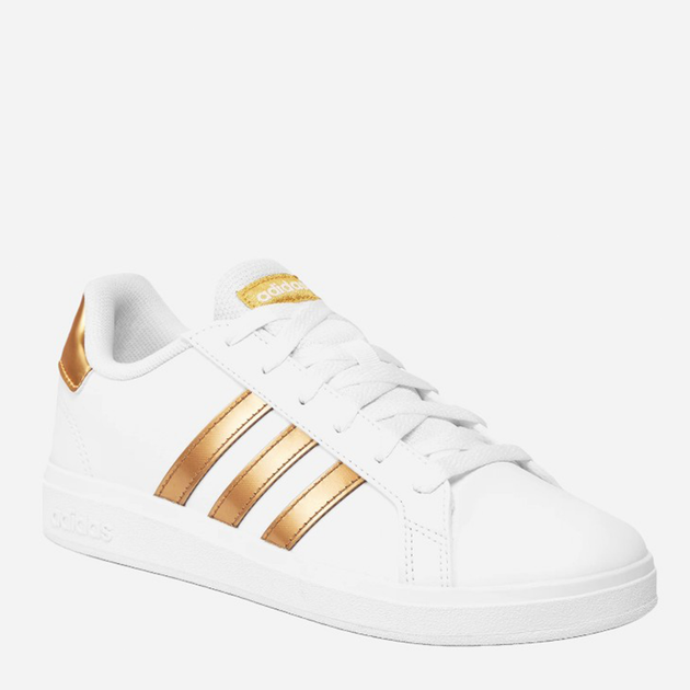 Підліткові кеди для дівчинк adidas Originals Court 2.0 K 38.5 (5.5US) Білий/Золотистий (4066748258307) - зображення 2