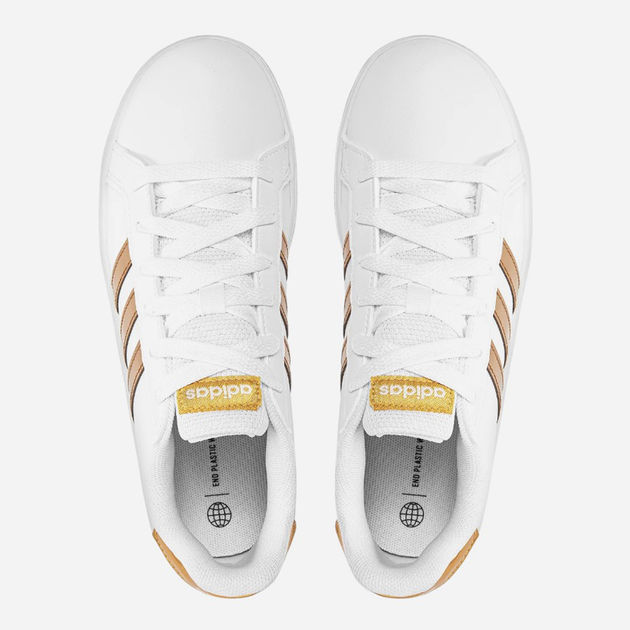 Підліткові кеди для дівчинк adidas Originals Court 2.0 K GY2578 37.5 (4.5US) Білий/Золотистий (4066748261987) - зображення 5
