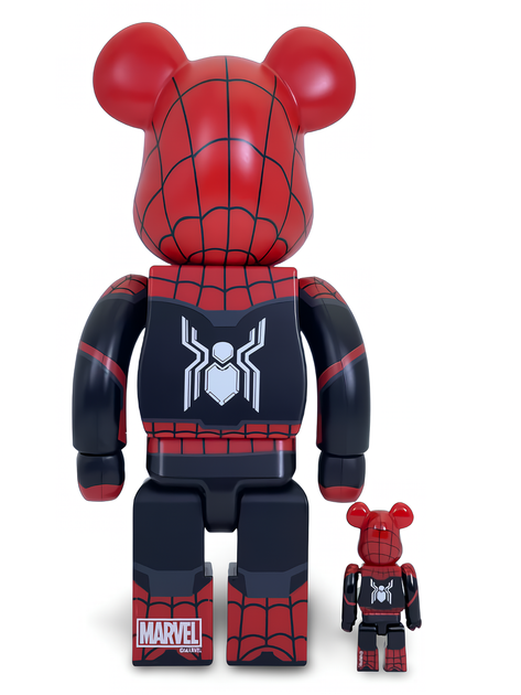 MEDICOM TOY - BE@RBRICK SPIDER-MAN BLACK & SCARLET 新品 Статуэтка Bearbrick x Marvel x Spider-Man 400% & 100% 28 см 7 см
