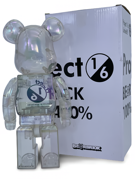 Статуетка Bearbrick x Project 1/6 x Clear Chrome White 400% 28 см Medicom Toy Голографічний - зображення 2