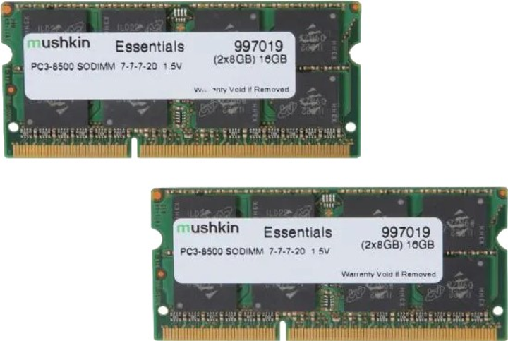 Оперативна пам'ять Mushkin DDR3-1333 16384MB PC3-10600 (Kit of 2x8192) Essentials (B006E0P21W) - зображення 1