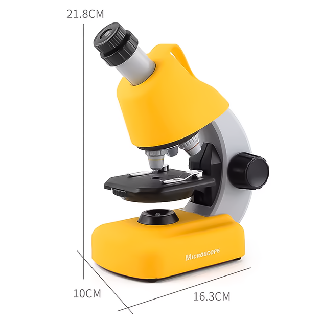 Детский научный набор: микроскоп uSmart 1113A-1 с увеличением до 1200х + биологические микропрепараты, желтый (1196) - изображение 6