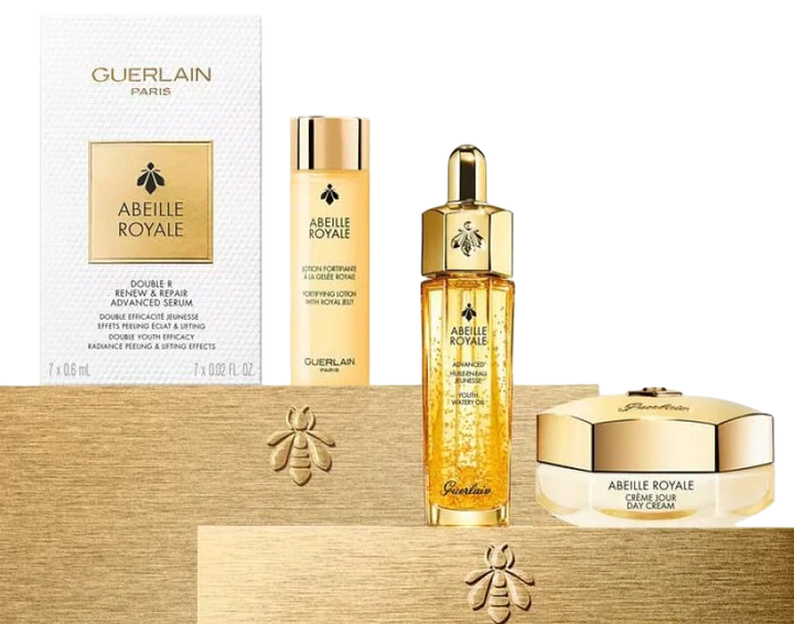 Zestaw do pielęgnacji twarzy Guerlain Abeille Royale Anti-Aging Program Krem do twarzy na dzień 15 ml + Lotion ujędrniający 15 ml + Olejek do twarzy 15 ml + Serum do twarzy w kapsułkach 7 x 0.6 ml (3346470617162) - obraz 2