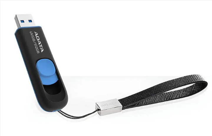 Флеш память флешка A-DATA UV 128 512Gb USB 3.2 Black-Blue (AUV128-512G-RBE) - изображение 2