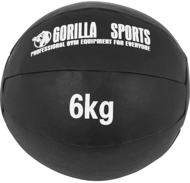 Piłka Gorilla Sports lekarska ze skóry syntetycznej 6 kg Czarna (4260438731792) - obraz 1