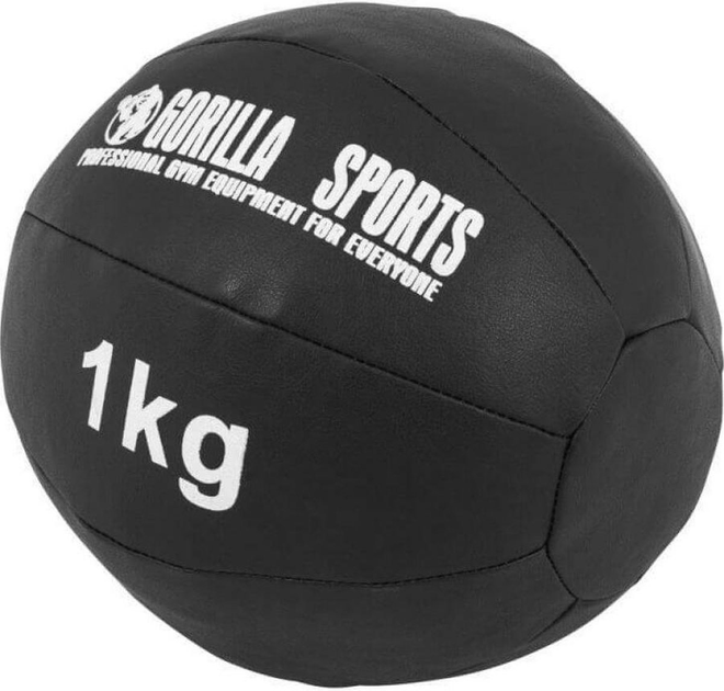 Piłka Gorilla Sports lekarska Czarna ze skóry syntetycznej 1 kg Czarna(4260438731747) - obraz 2