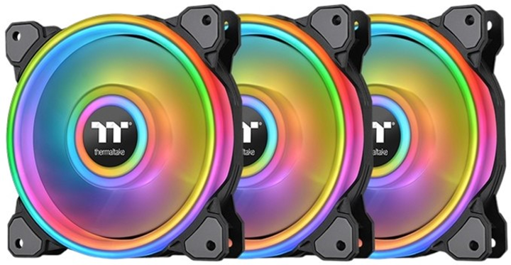 Набір вентиляторів Thermaltake Riing Quad 14 RGB Radiator Fan TT Premium Edition 3 Fan Pack Black (4713227521581) - зображення 1