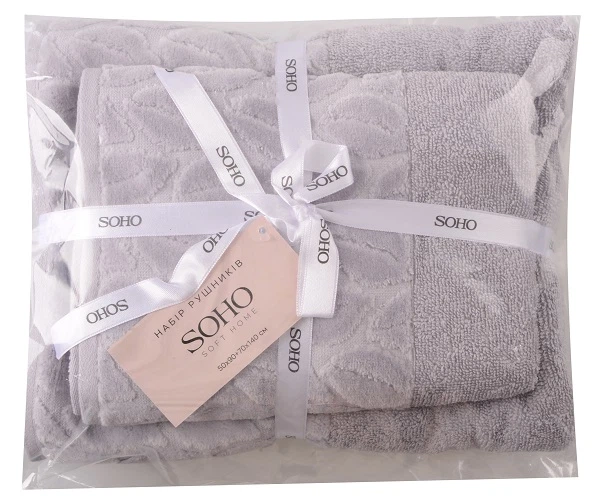 Рушник SOHO для ванної 50х90 см, 70х140 см Leaves Light Gray - Фото 6 Рушник SOHO для ванної 50х90 см, 70х140 см Leaves Light Gray - изображение 6