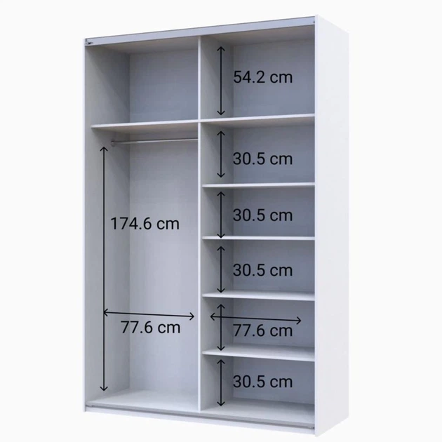 Шкаф купе Doros G-Caiser Белый Графит 2 ДСП / 3 части 160х60х240 (42005087) - Фото 4 Шкаф купе Doros G-Caiser Белый Графит 2 ДСП / 3 части 160х60х240 (42005087) - изображение 4