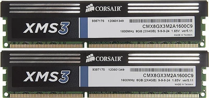 Оперативная память Corsair CMX8GX3M2A1600C9 XMS3 8GB (2x4GB) DDR3