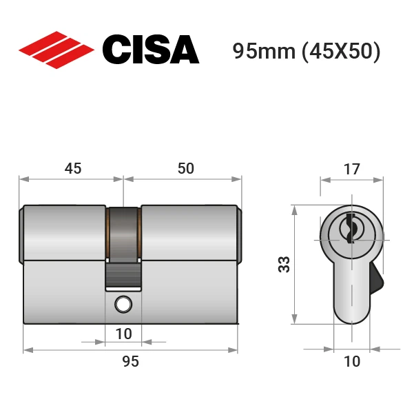 Цилиндр CISA C2000 95 (45*50) никель матовый 3 ключа - Фото 8 Цилиндр CISA C2000 95 (45*50) никель матовый 3 ключа - изображение 8