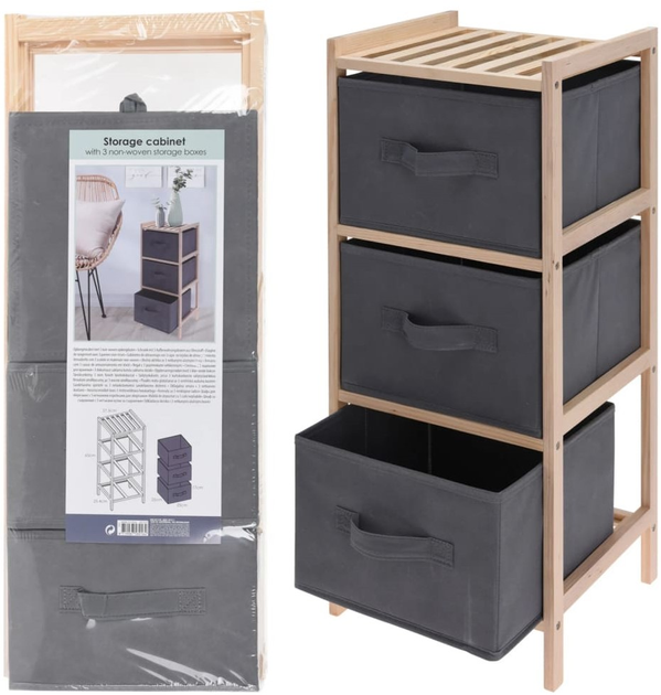 Шафа для книг Home & Styling Collection з текстильними шухлядами 65 см (8719987589164) - зображення 4