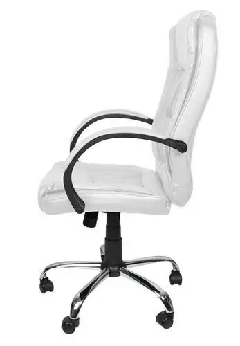 Компьютерное офисное кресло с эко кожи Malatec 8984 белое - изображение 3