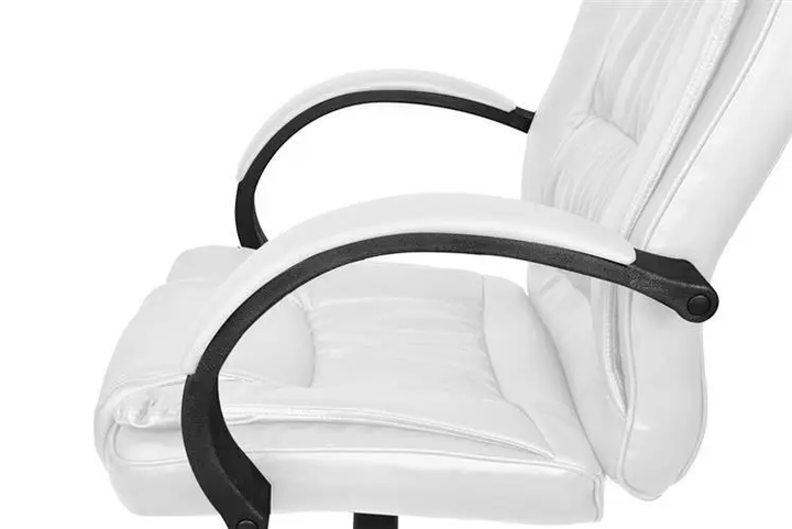 Компьютерное офисное кресло с эко кожи Malatec 8984 белое - изображение 4
