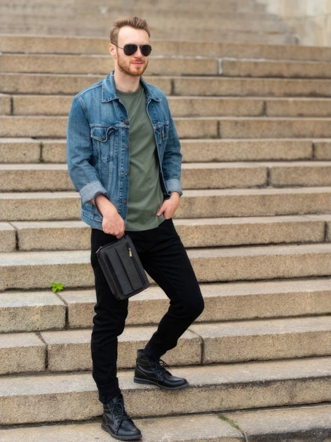 Сумка-клатч чоловіча з натуральної шкіри Paolo Peruzzi T-26-HBL Графітова (5904365073967) - зображення 3