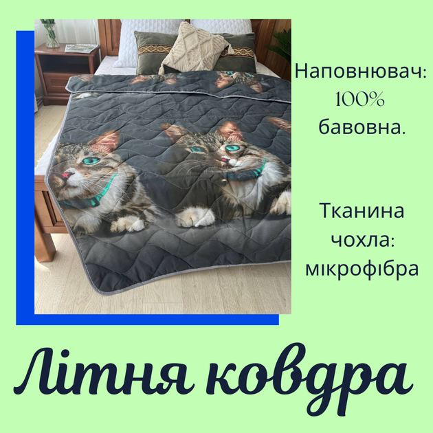 Одеяло гипоаллергенное хлопок летние разноцветные (П4К-lito-kovdra-001/8-02) - изображение 3