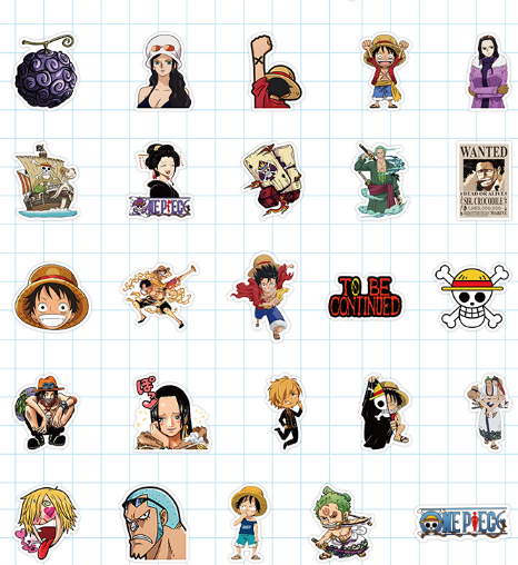 Наклейки One Piece Luffy Zoro многоразовые водоотталкивающие стикеры Ван Пис -50шт стикербомбингдля телефона, ноутбука, планшета, скейтборда, самоката, велосипеда (II) 32346 - изображение 4