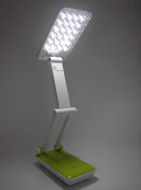 Лампа аккумуляторная led настольная складная 27см, 20 светодиодов 2 режима яркости, салатовая - изображение 2
