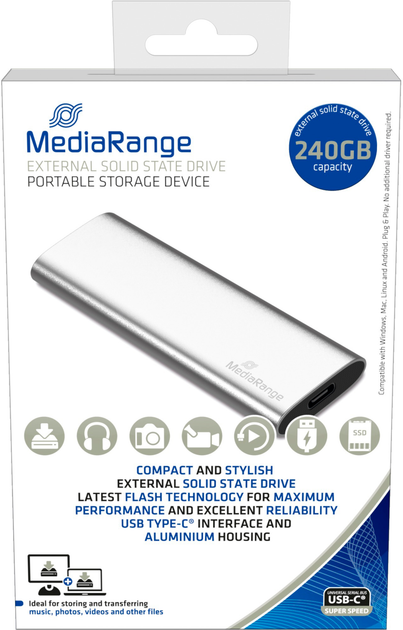 Dysk SSD MediaRange MR1101 240 GB USB-C 3.2 (4260664870494) External - obraz 2