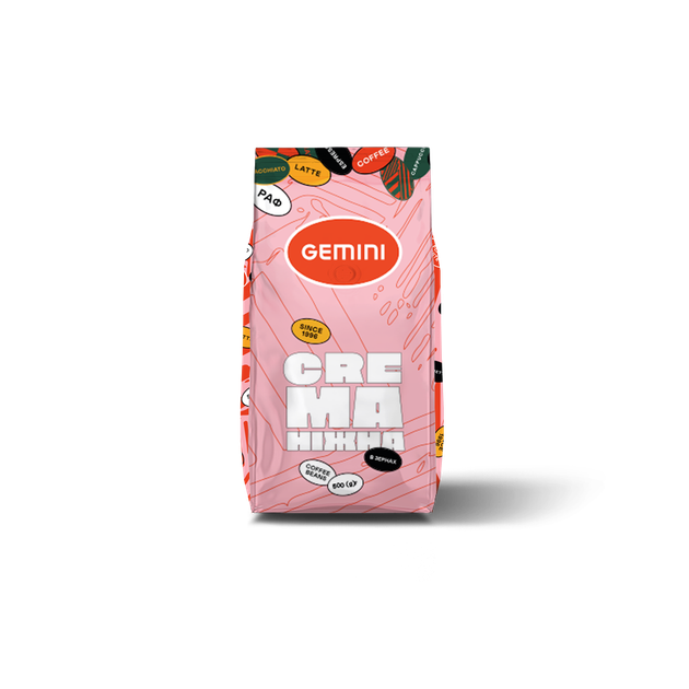 Кава Gemini Crema ніжна в зернах 500г - Фото 1 Кава Gemini Crema ніжна в зернах 500г - изображение 1