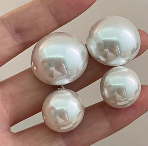 Большие серьги жемчужины белые бижутерия Fashion Jewelry (II) 32518 - изображение 4