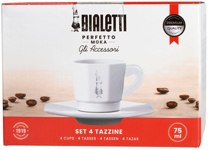 Zestaw Bialetti filiżanki z podstawką biały 4 szt (8002617033008) - obraz 3