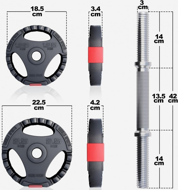 Zestaw hantli Gorilla Sports hantli grip bitumiczny 2 x 15 kg (4260200842466) - obraz 5