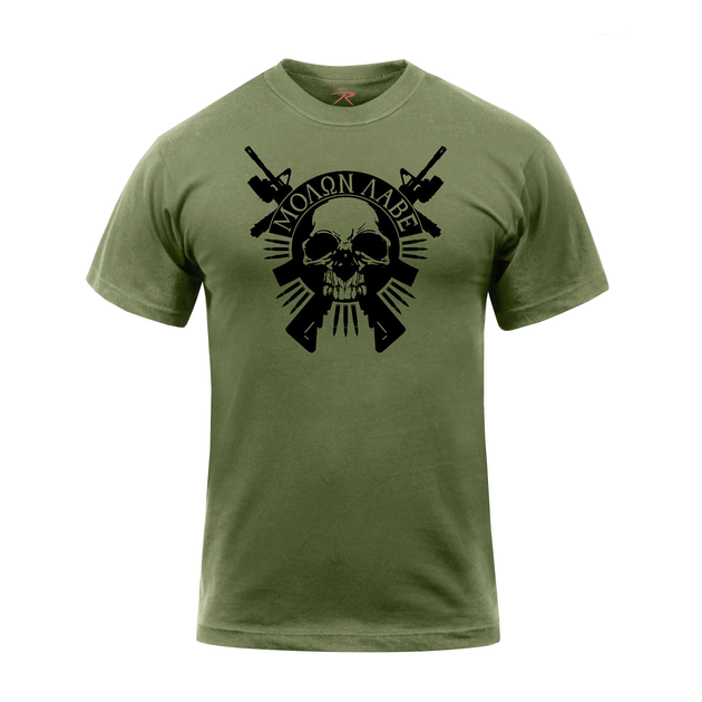 Футболка Rothco Molon Labe Skull Оливковый S - изображение 1