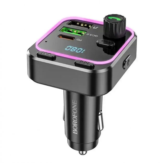 Автомобільний FM модулятор Borofone BC53 Highway трансмітер PD20W/QC3.0 з Bluetooth V5.0 з швидкою зарядкою - Фото 6 Автомобільний FM модулятор Borofone BC53 Highway трансмітер PD20W/QC3.0 з Bluetooth V5.0 з швидкою зарядкою - зображення 6