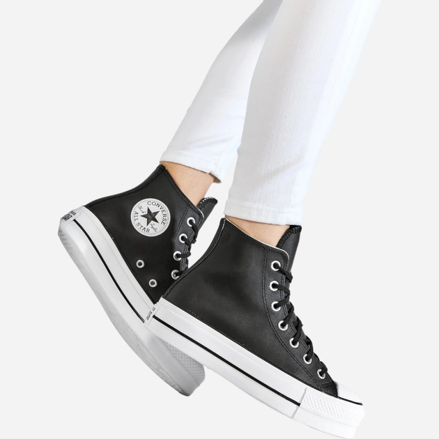 Жіночі кеди високі Converse Platform Hi Leather 561675C 38 (7.5US) 24.5 см Чорні (888755795736) - зображення 2