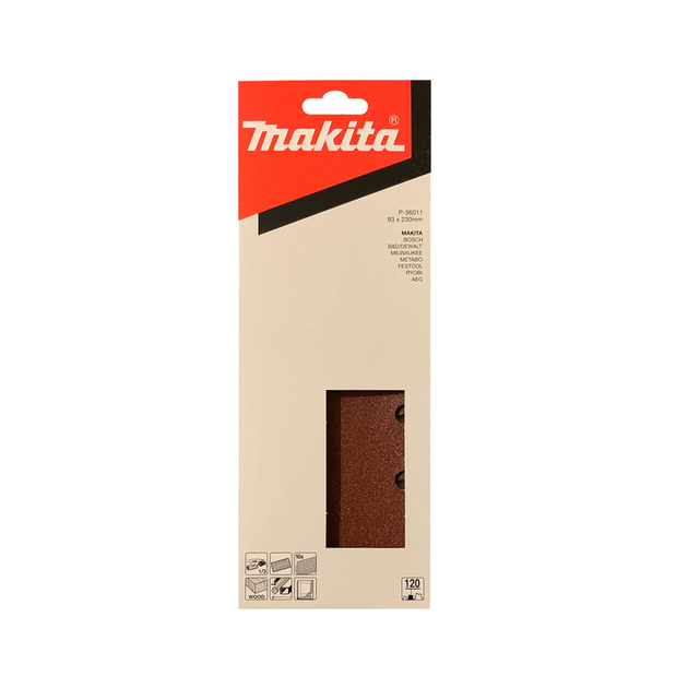 Набір шліфувального паперу Makita P-36011 (93х228 мм, 8 отворів, К120, 10 шт) шліфпапір шліфлисти (30829) - зображення 2