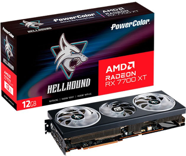 Видеокарта Powercolor PCI-Ex Radeon RX 7700 XT Hellhound 12GB GDDR6 (192bit) (2599/18000) (HDMI, 3 x DisplayPort) (RX7700XT 12G-L/OC) - изображение 9
