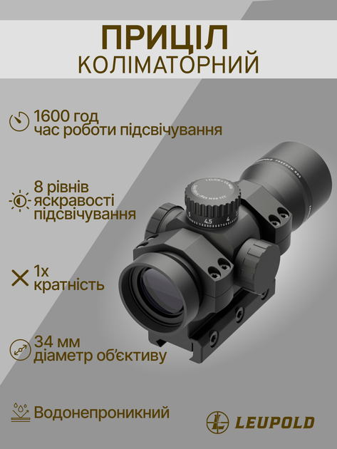 Приціл коліматорний Leupold Freedom RDS 1x34 мм 1 MOA Red Dot з кріпленням IMS 180093 - зображення 2