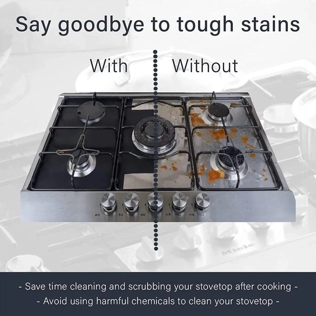 Защита для плиты (жиронепроницаемая бумага) Unique Reusable Gas Range Protector Black - Фото 5 Защита для плиты (жиронепроницаемая бумага) Unique Reusable Gas Range Protector Black - изображение 5