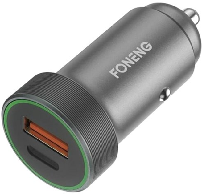 Автомобільна зарядка Foneng USB Type-A - USB Type-C Silver (C16 Single) - зображення 1