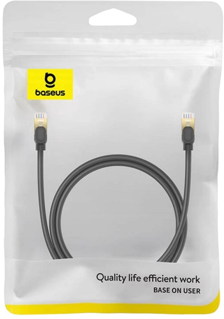 Patchcord Baseus Cat 8 SFTP 1 m Black (B0013320A111-01) - obraz 6