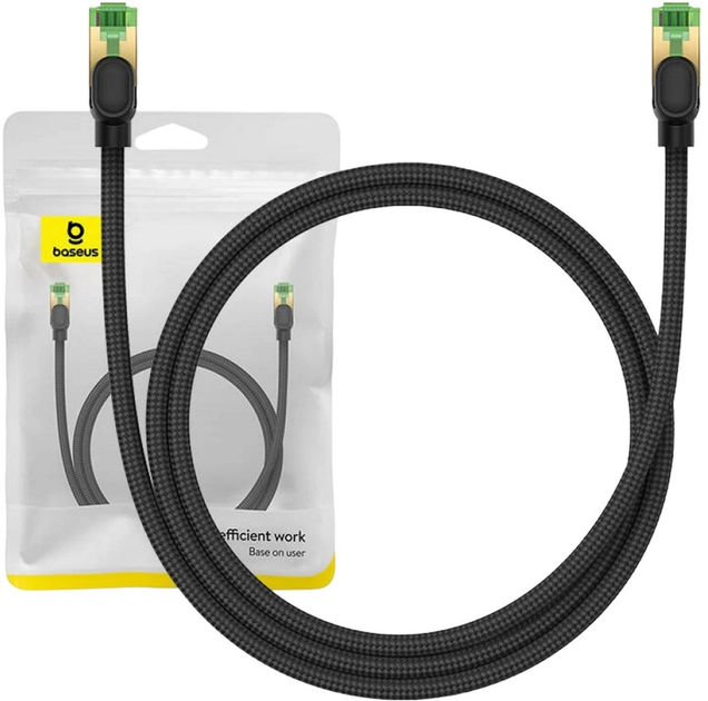 Patchcord Baseus Cat 8 SFTP 1 m Black (B0013320C111-01) - obraz 6