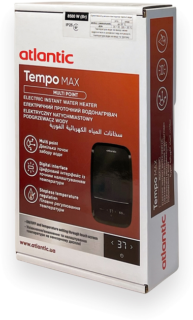 Электрический проточный водонагреватель ATLANTIC Tempo Max Multi IECI-SW2C85 MP 8.5 kW - изображение 7