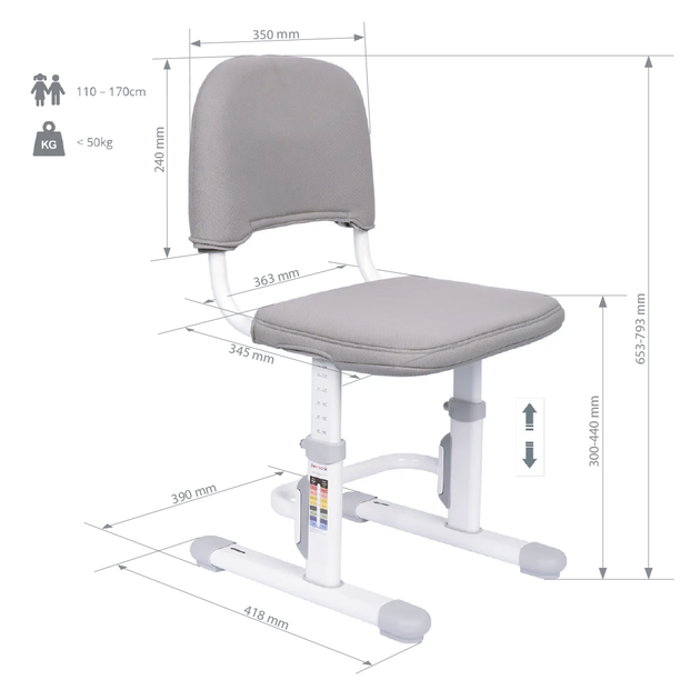 Детский стул FunDesk SST3D Grey (SST3D Grey) - изображение 7