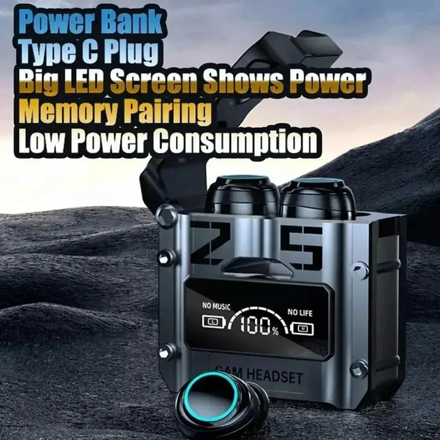 Беспроводные стерео наушники TWS M25, Bluetooth 5.3, шумоподавление, игровые, Power Bank(с) - Фото 3 Беспроводные стерео наушники TWS M25, Bluetooth 5.3, шумоподавление, игровые, Power Bank(с) - изображение 3